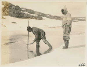Image of Trout spearing at Goding Lake; Robie and Kavavou